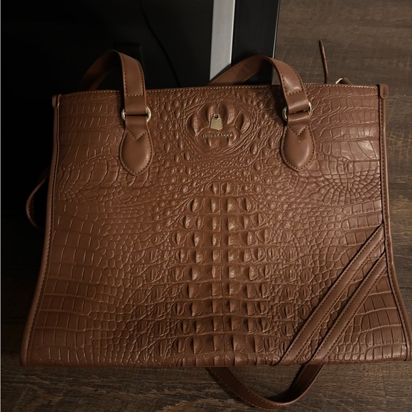 Brown Crocodile Embossed Leather Bag